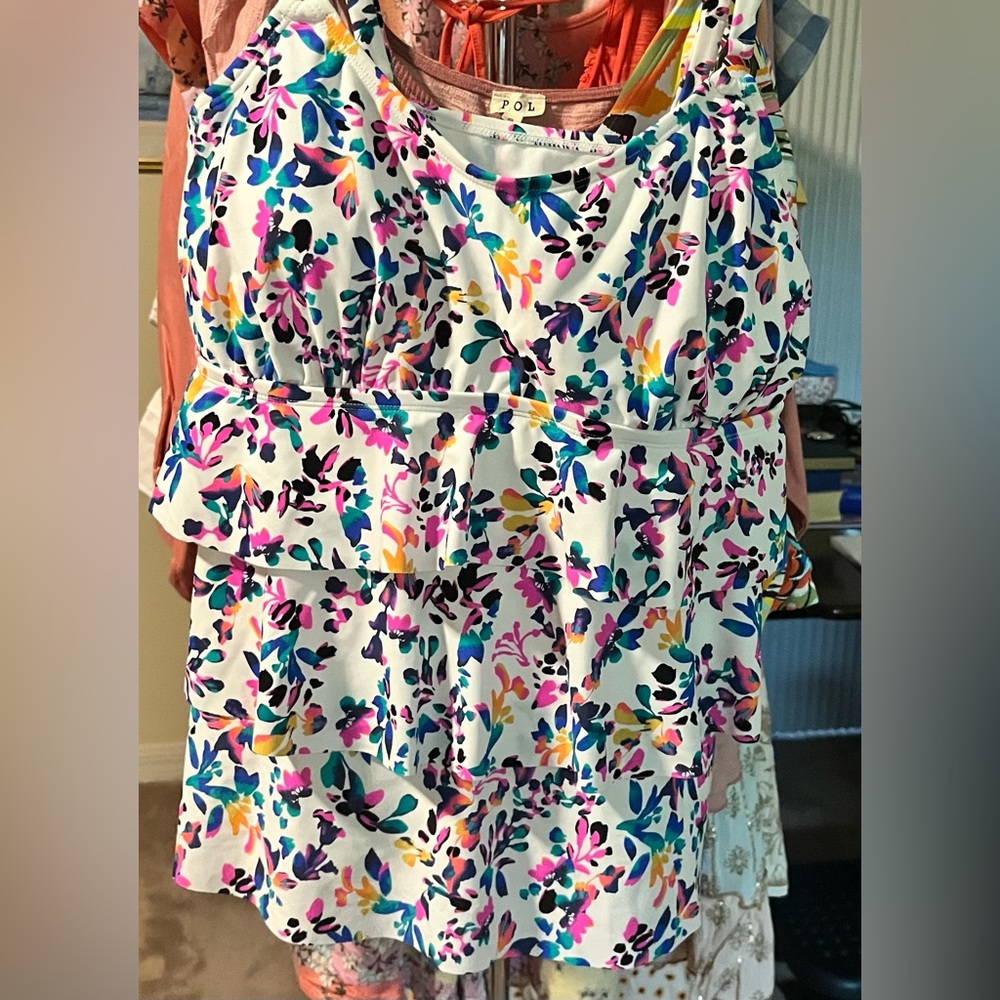 Island Escape Floral Multicolor Swim Tankini Top
